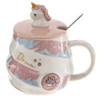 Кружка с крышкой и ложкой, 480 мл, L7,5 W7,5 H9 см