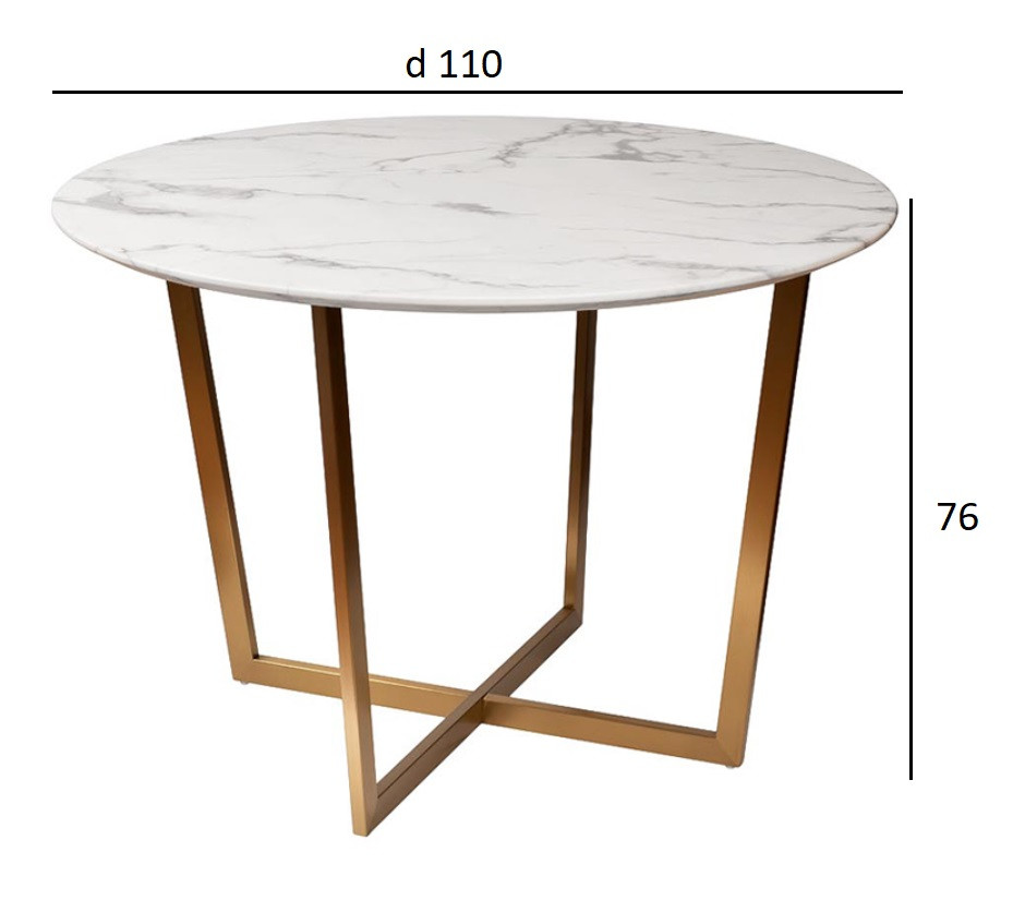 Стол обеденный Pearl White круглый белый/золото