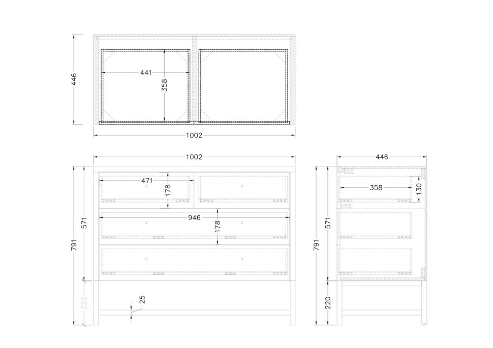Комод со стеклянной столешницей бежевый
