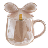 Кружка с крышкой и ложкой, 360 мл, L8 W8 H9 см