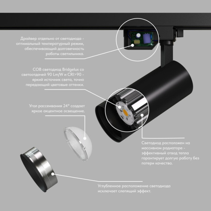 Трековый светильник SOLID KOPER DK6452-BK Denkirs