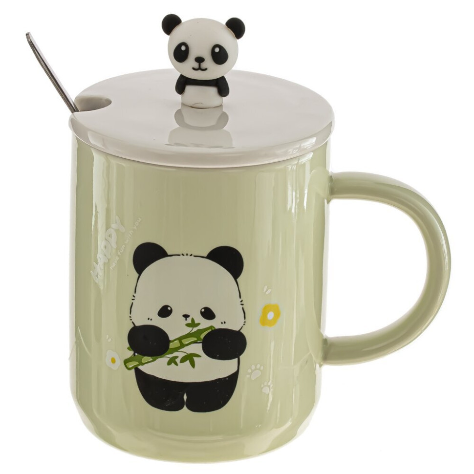 Кружка с крышкой и ложкой, 250 мл, L7,9 W7,9 H10 см