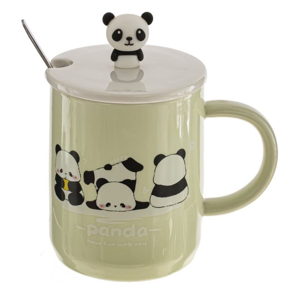 Кружка с крышкой и ложкой, 250 мл, L7,9 W7,9 H10 см