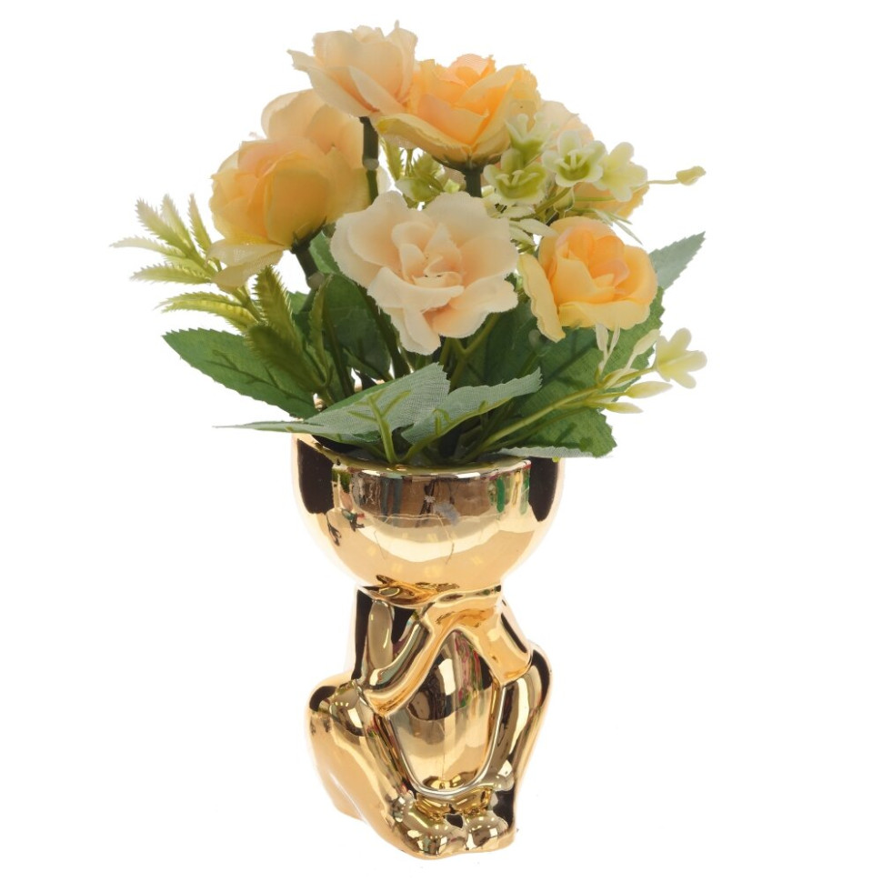 Цветочная композиция "Розы", L11 W11 H19 см, 4в.