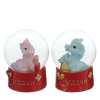 Фигурка декор в стекл шаре "Лошадка", L6 W6 H8 см, 2в.