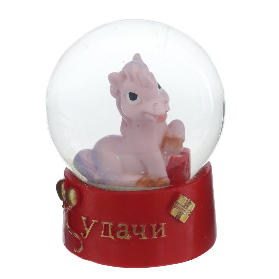 Фигурка декор в стекл шаре "Лошадка", L6 W6 H8 см, 2в.