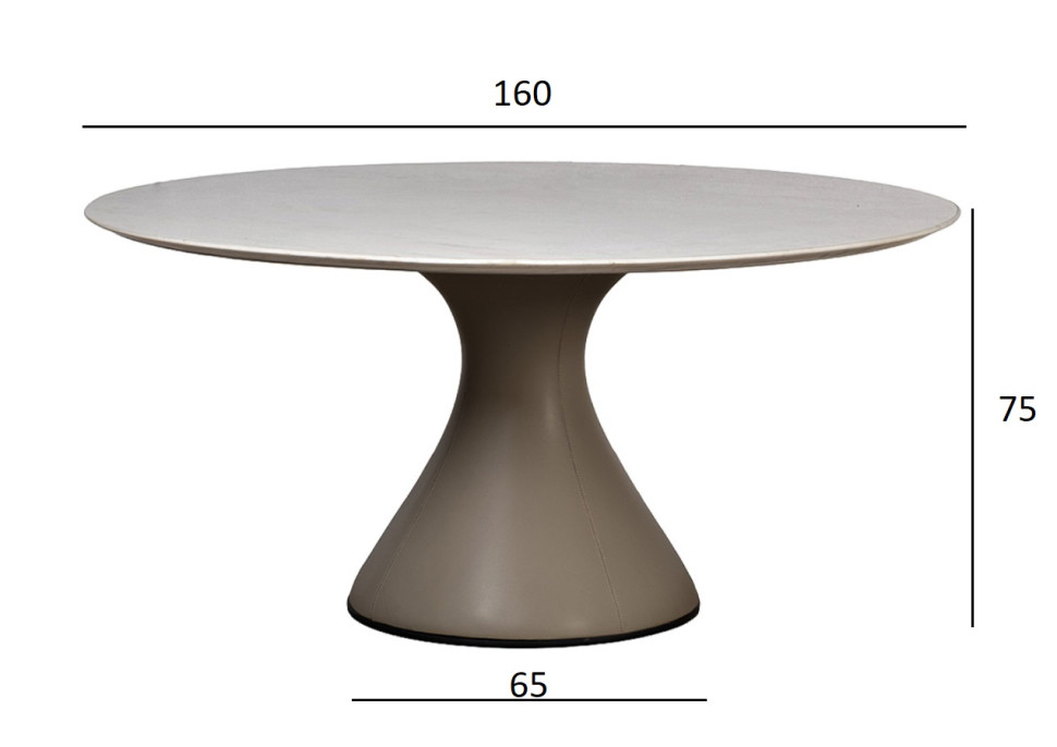 Стол обеденный круглый мраморный/основание бежевое