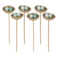 Набор из 6-ти изделий декоративных (вставка) "Гнездо пасхальное" (6*5*3), L26 W17 H5,5 см