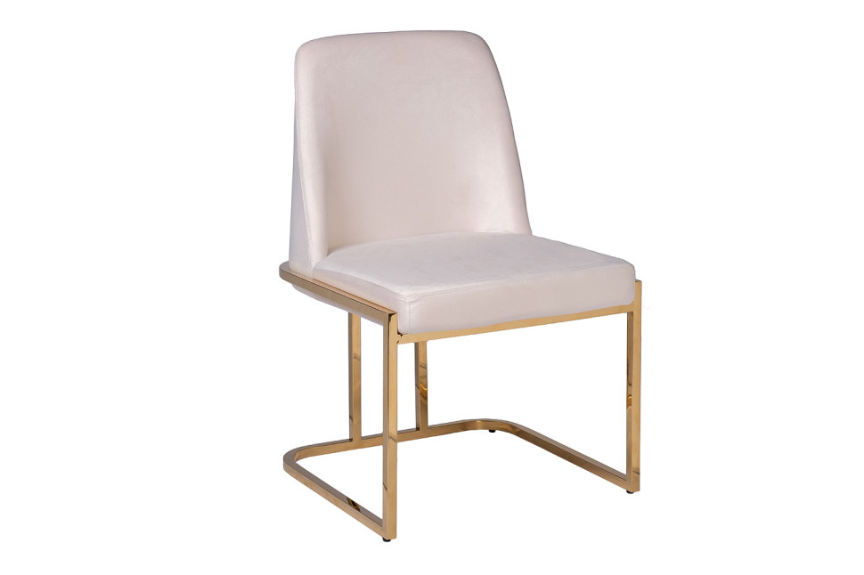 Стул обеденный велюровый кремовый/золото