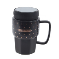 Кружка с крышкой, 450 мл, L11,5 W8 H13,5 см,