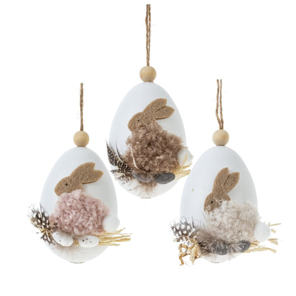 Изделие декоративное подвесное "Яйцо" (блок 6шт), L5 W6 H9 см, 3в.