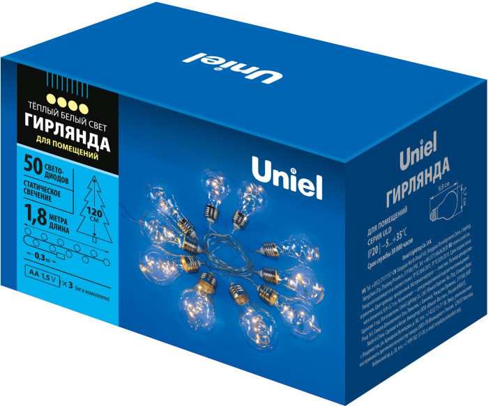 Гирлянда ULD ULD-S1800-050/STB/3AA WARM WHITE IP20 RETRO BULBS-1 Uniel