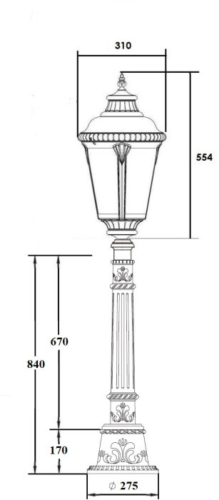 Наземный фонарь MUNICH 2М 79757M E10 Bl Oasis Light