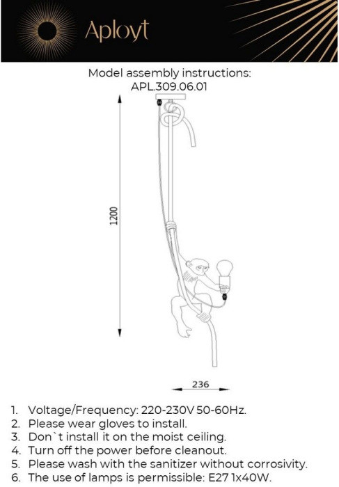 Подвесной светильник Magali APL.309.06.01 Aployt