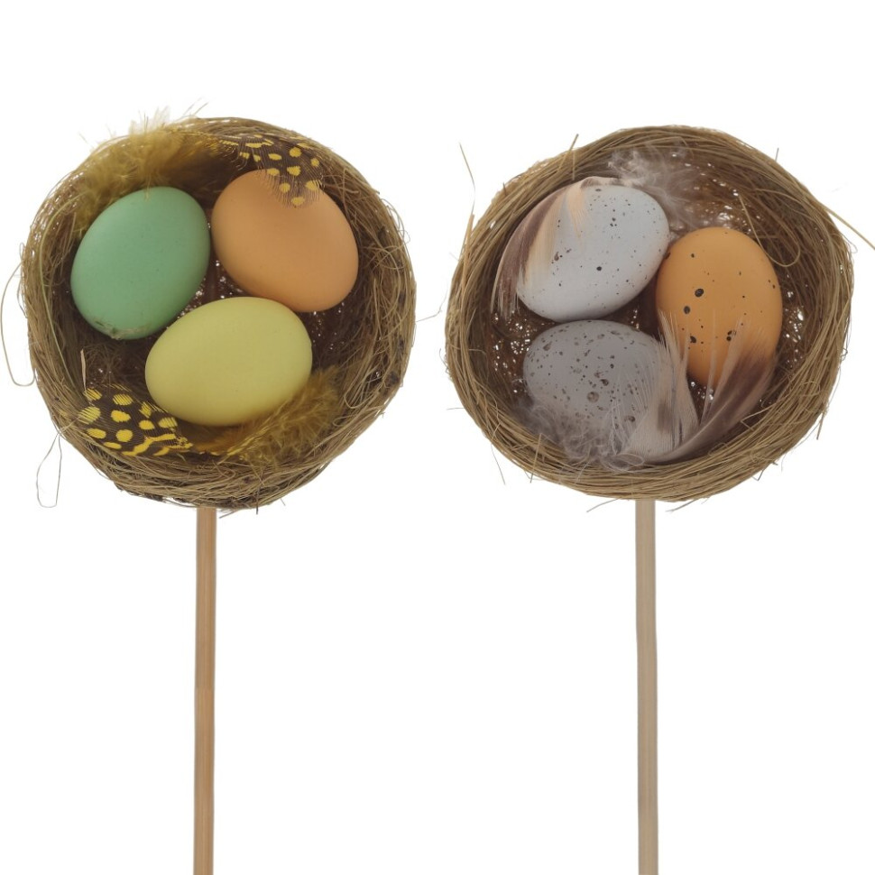 Изделие декоративное (вставка) "Гнездо пасхальное" (6*3), L6 W3 H23 см, 2в.