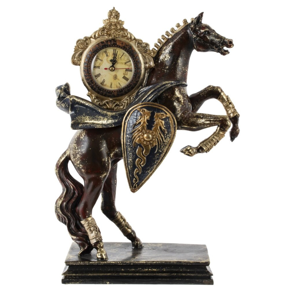 Фигурка декоративная "Лошадь" с часами D8см, (AAx1 н/п), L31,5 W14 H45,5 см
