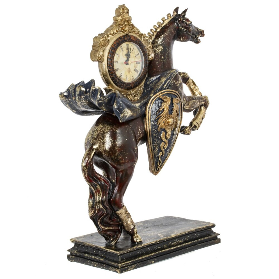 Фигурка декоративная "Лошадь" с часами D8см, (AAx1 н/п), L31,5 W14 H45,5 см