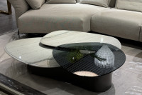 Стол журнальный стекло/мрамор белый