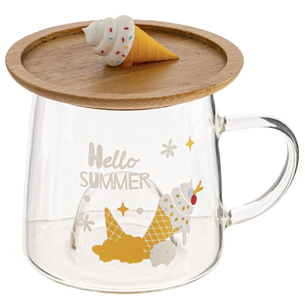 Кружка с крышкой 320 мл, L7 W7 H8 см