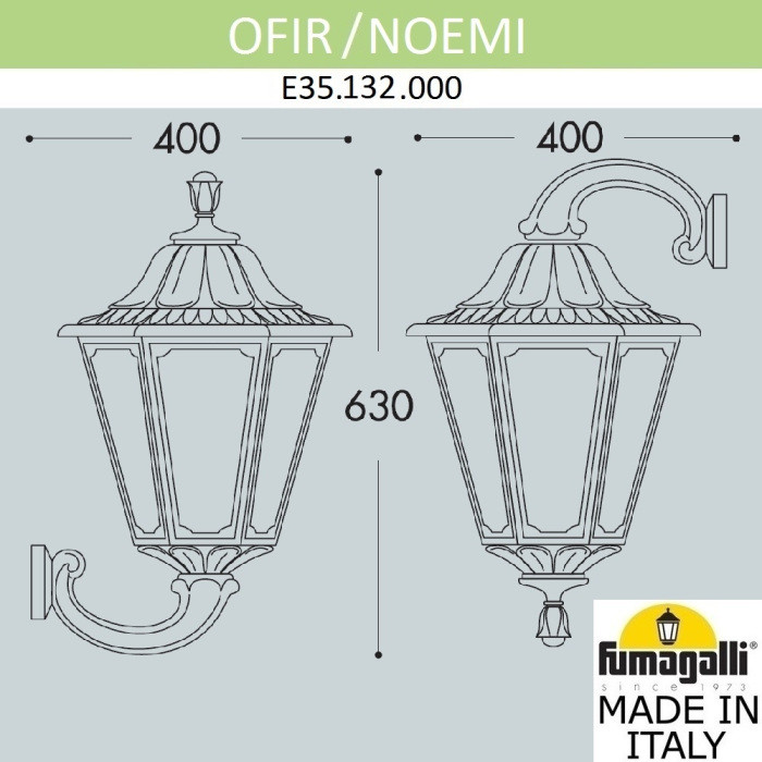 Настенный фонарь уличный Noemi E35.132.000.WYH27 Fumagalli