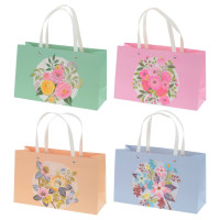 Пакет подарочный S (бумага 210г/м2, блок 12шт), L28 W10 H17 см, 4в.