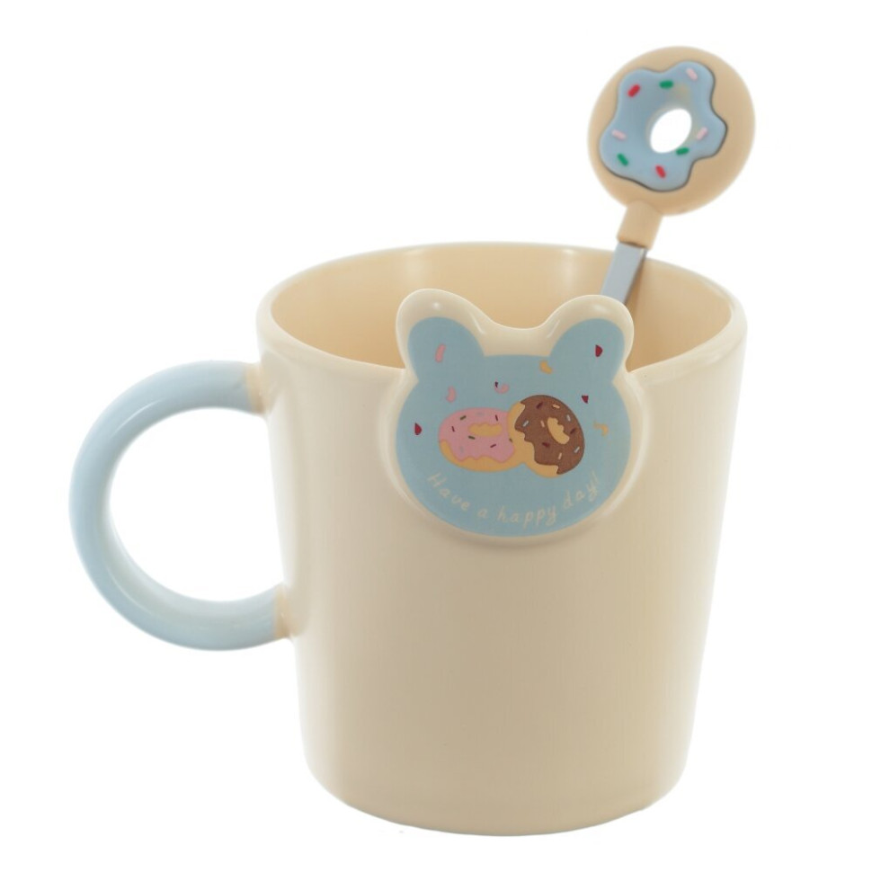 Кружка с ложкой, 350 мл, L12 W9,5 H11 см