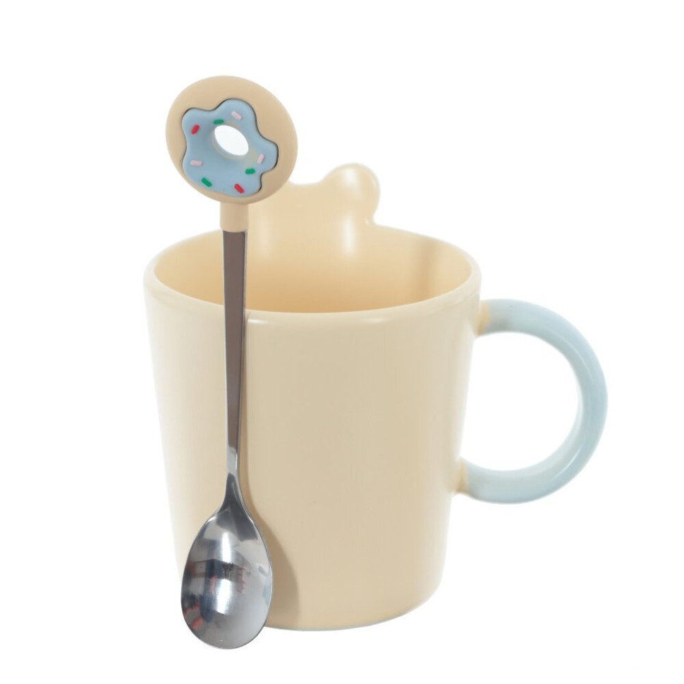 Кружка с ложкой, 350 мл, L12 W9,5 H11 см