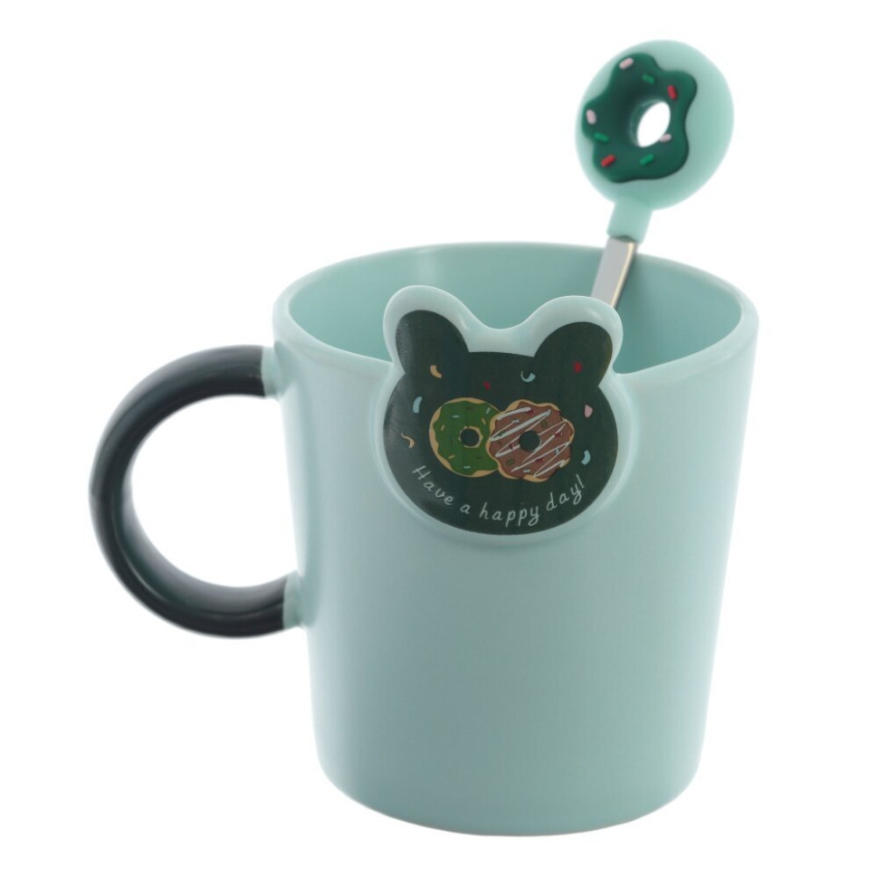 Кружка с ложкой, 350 мл, L12 W9,5 H11 см