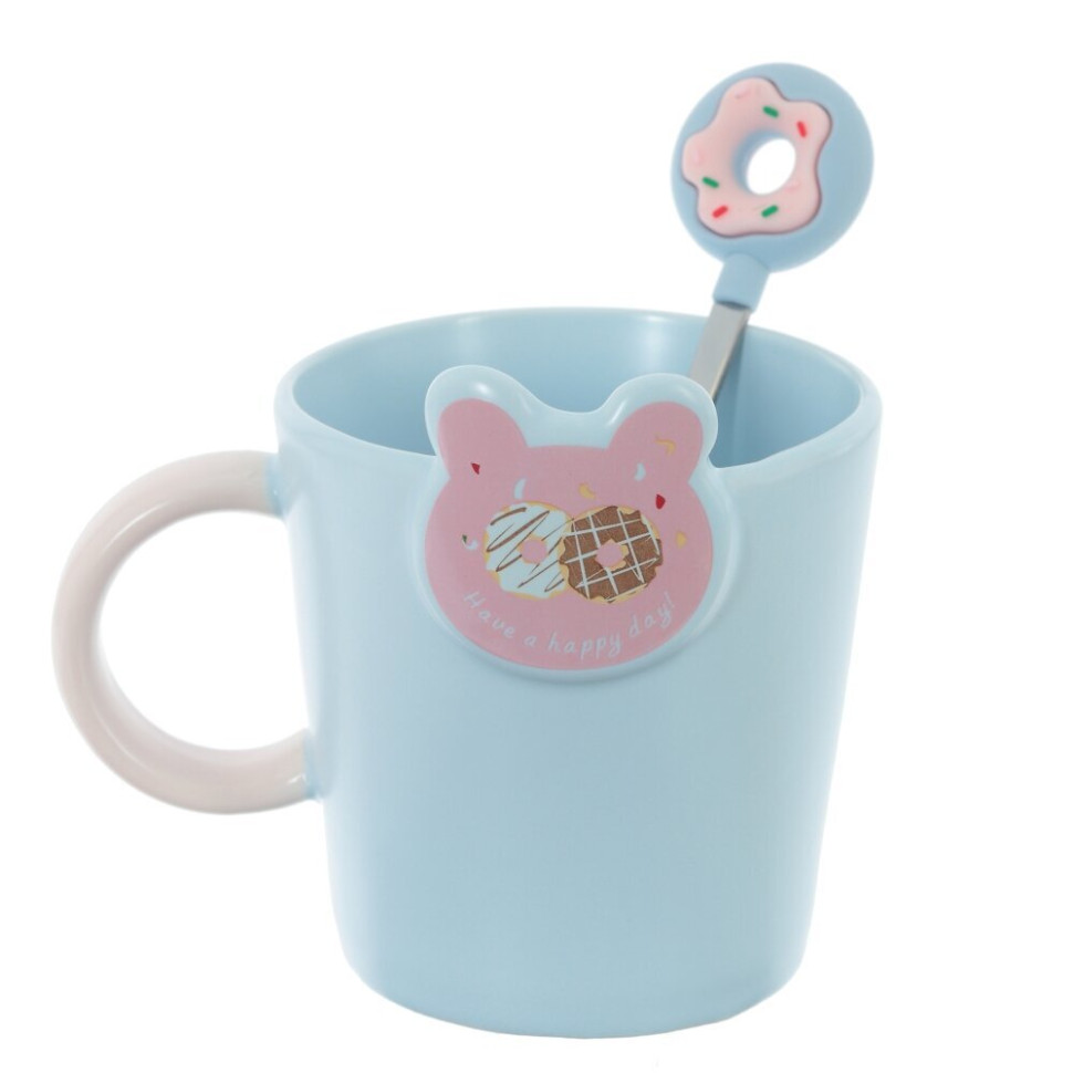 Кружка с ложкой, 350 мл, L12 W9,5 H11 см