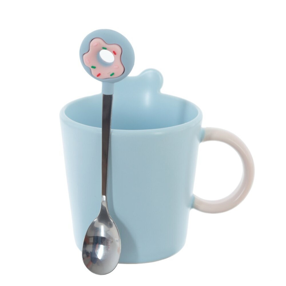 Кружка с ложкой, 350 мл, L12 W9,5 H11 см