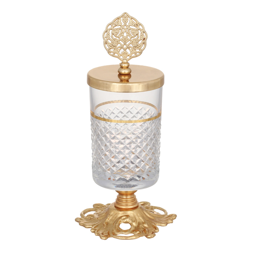 Доза для зубочисток н/н с крышкой 11см, золотая