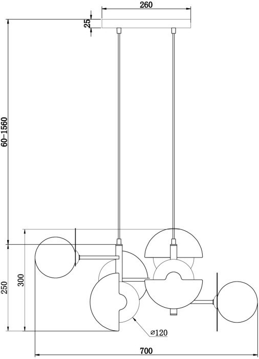 Подвесной светильник Sepia FR5391PL-06CFL Freya