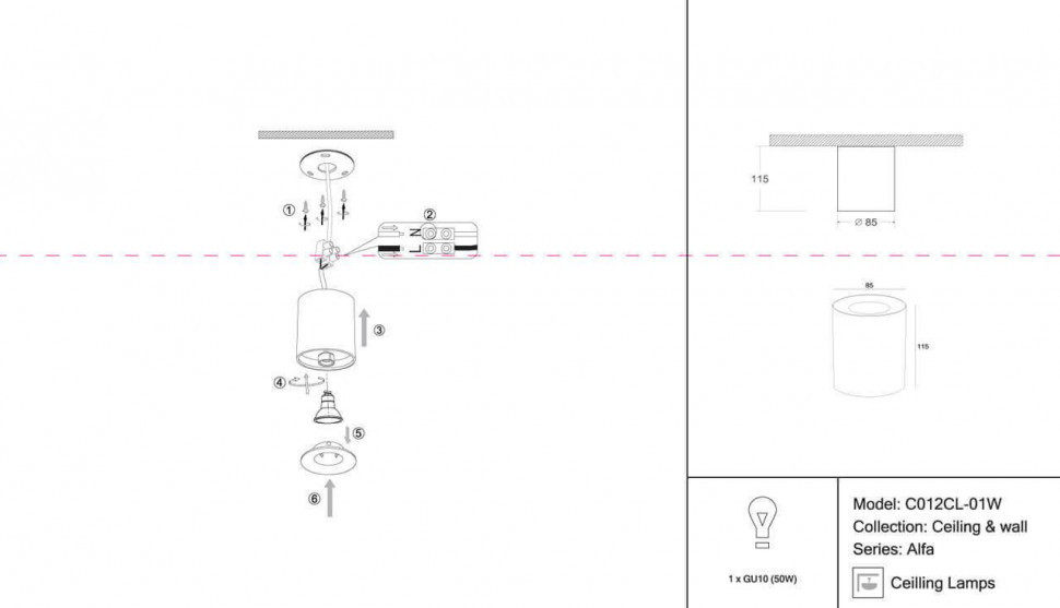 Потолочный светильник Maytoni Alfa C012CL-01W