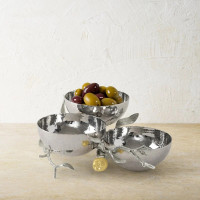 Менажница трехсекционная 23x22см."Pomegranate" серебрянная