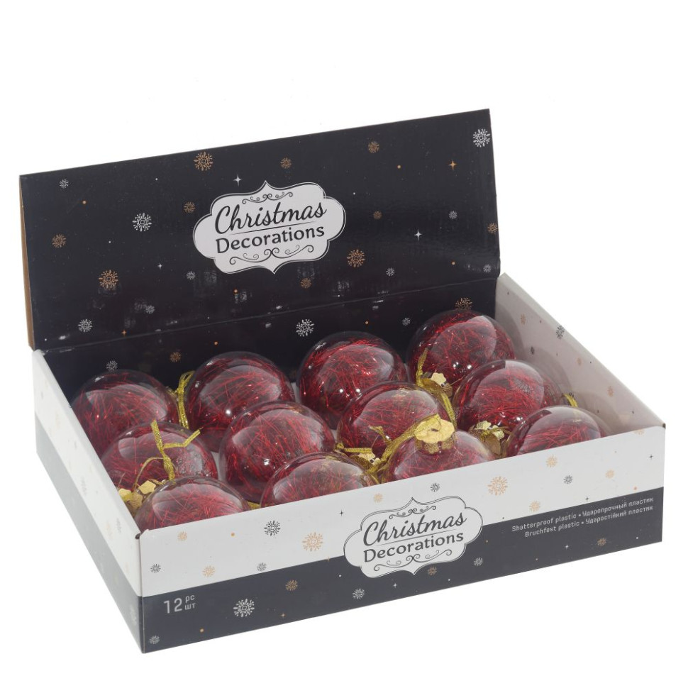 Набор из 12шт Украшение новогоднее "Шар", D 8 см, L35 W27 H9 см