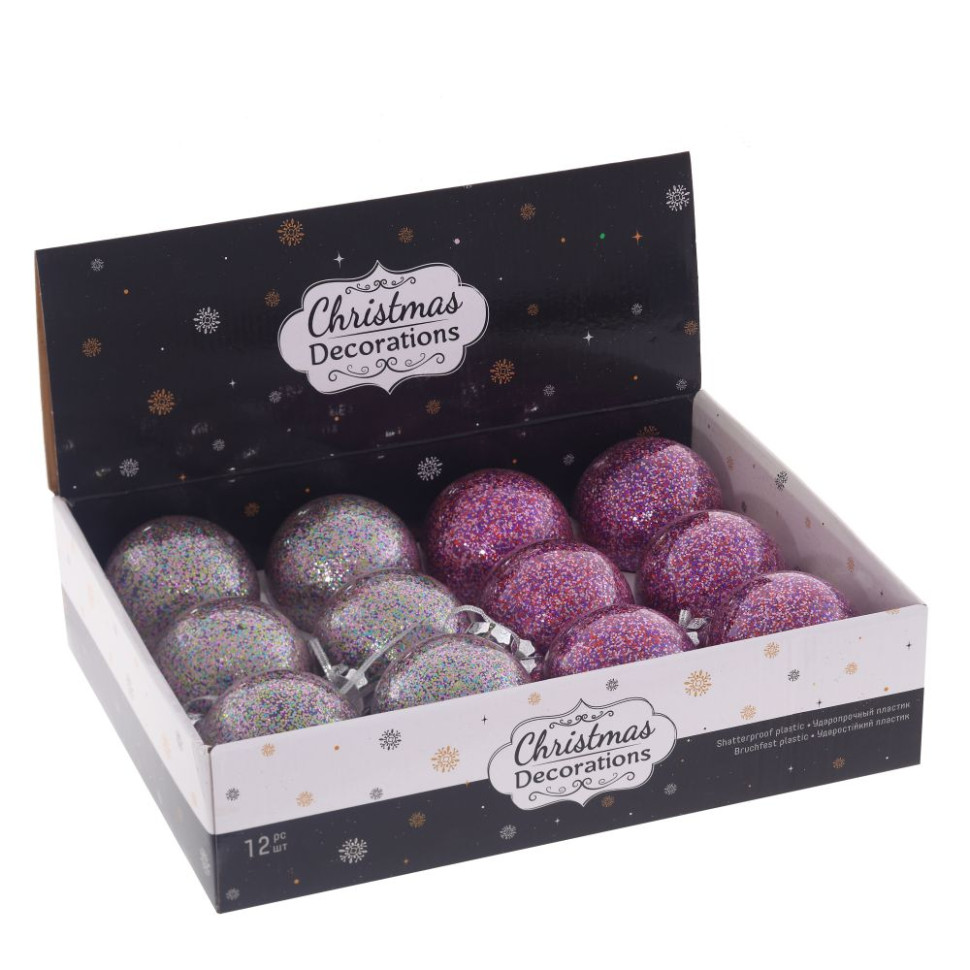 Набор из 12шт Украшение новогоднее "Шар", D 8 см, L35 W27 H9 см