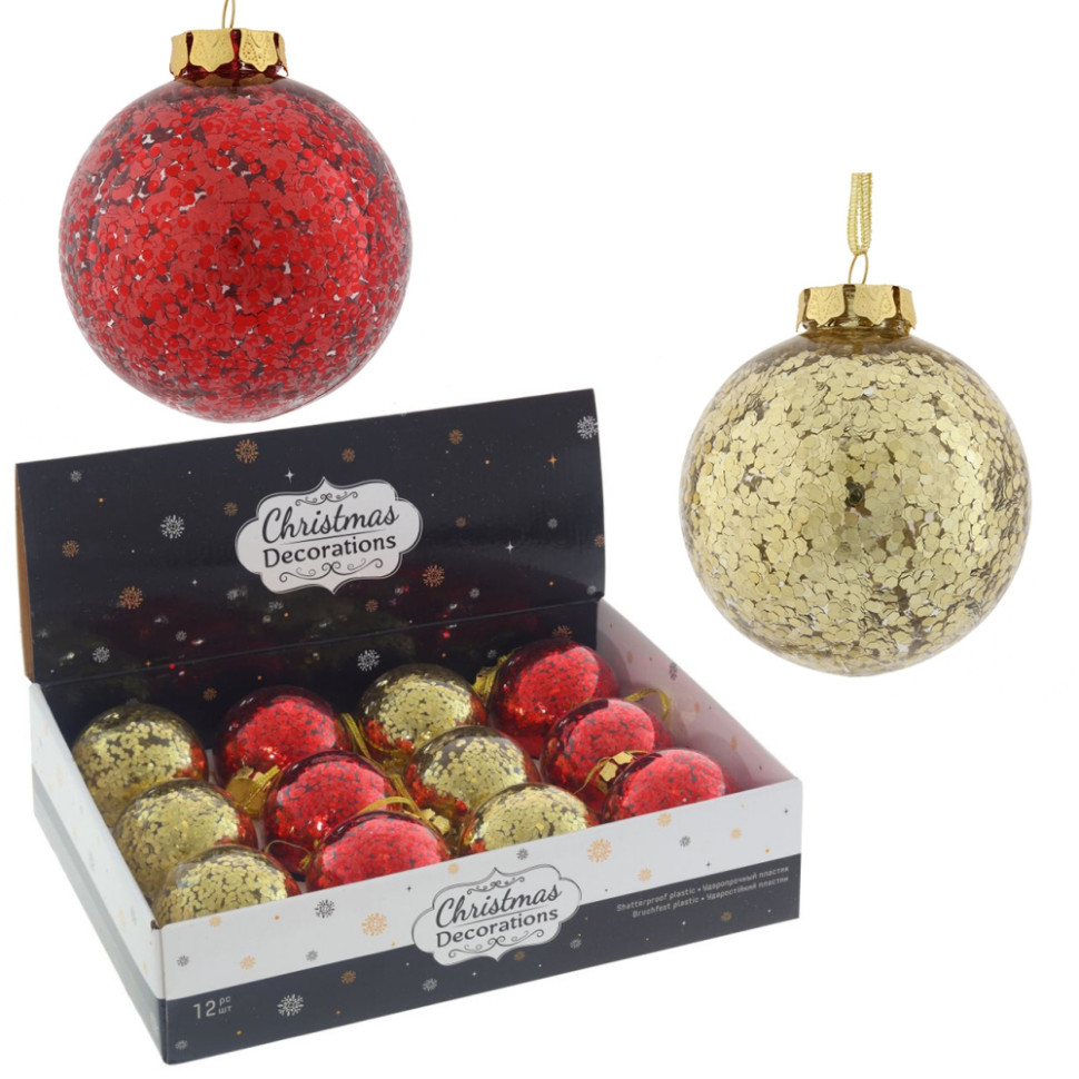 Набор из 12шт Украшение новогоднее "Шар", D 8 см, L35 W27 H9 см