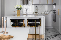 Стул барный черный велюровый (золото)