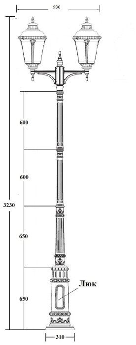 Наземный фонарь MUNICH 2М 79760MA/E7 Gb Oasis Light