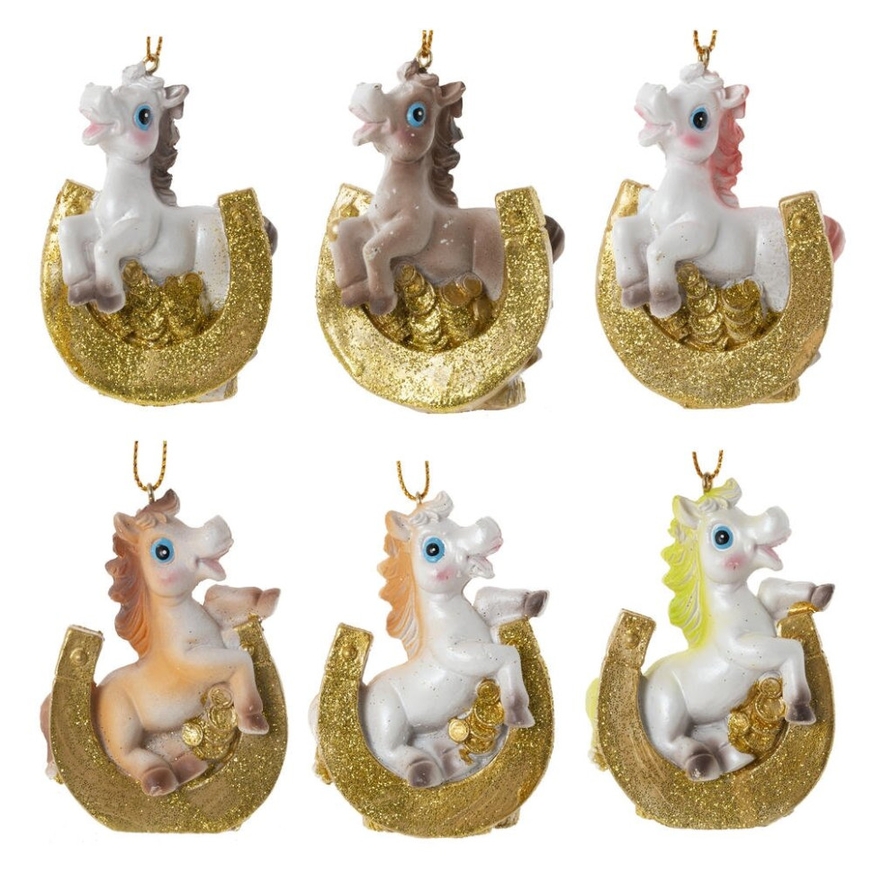 Фигурка декоративная  подвесная "Лошадка", L5 W3 H7,5 см, 6в.