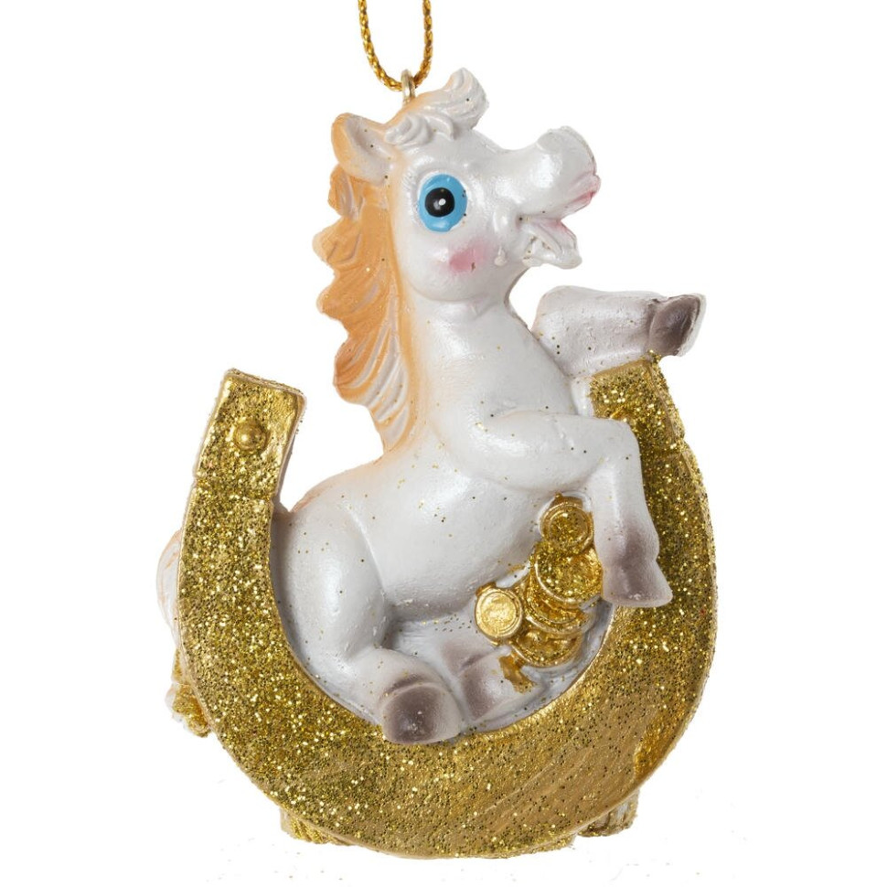 Фигурка декоративная  подвесная "Лошадка", L5 W3 H7,5 см, 6в.