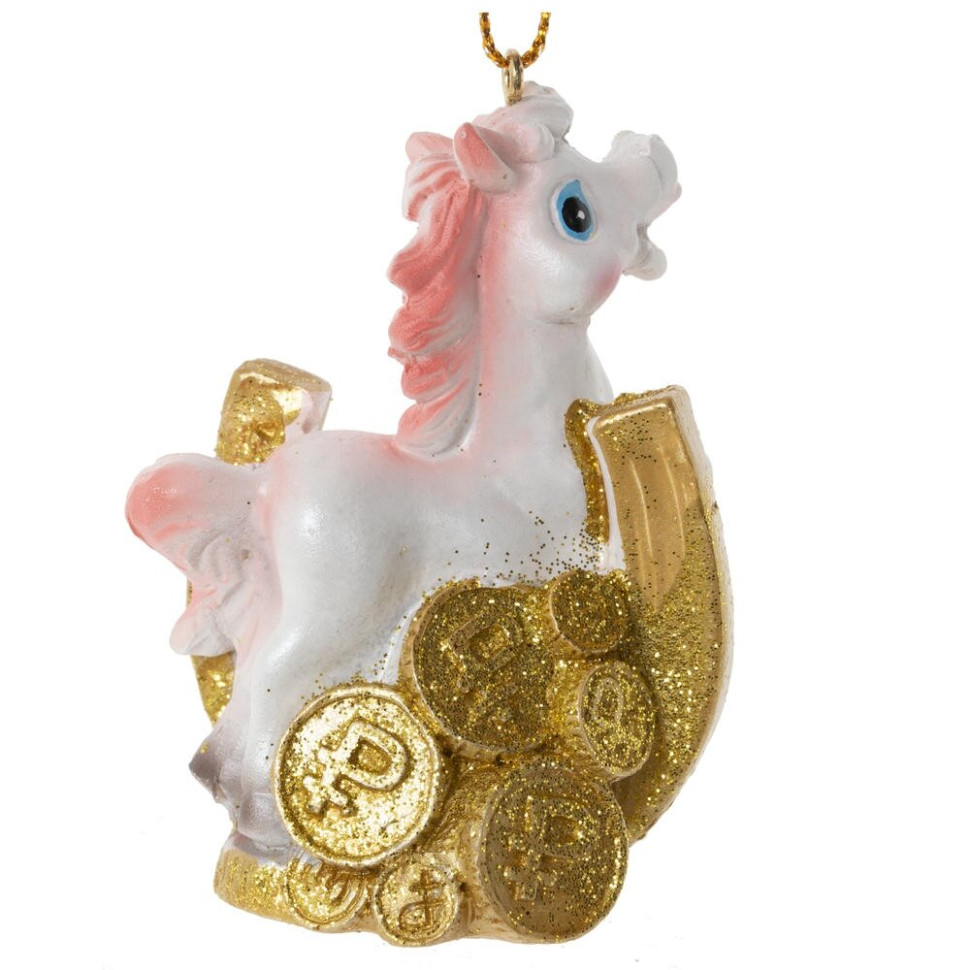 Фигурка декоративная  подвесная "Лошадка", L5 W3 H7,5 см, 6в.