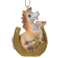 Фигурка декоративная  подвесная "Лошадка", L5 W3 H7,5 см, 6в.