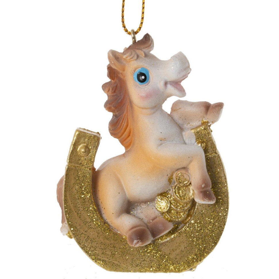 Фигурка декоративная  подвесная "Лошадка", L5 W3 H7,5 см, 6в.