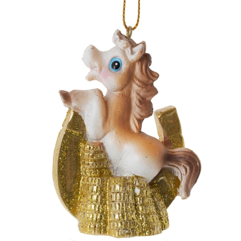 Фигурка декоративная  подвесная "Лошадка", L5 W3 H7,5 см, 6в.