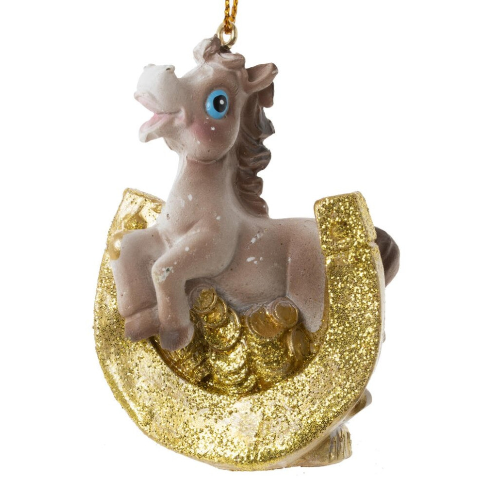 Фигурка декоративная  подвесная "Лошадка", L5 W3 H7,5 см, 6в.