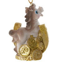 Фигурка декоративная  подвесная "Лошадка", L5 W3 H7,5 см, 6в.