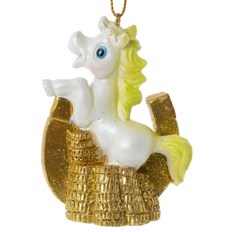 Фигурка декоративная  подвесная "Лошадка", L5 W3 H7,5 см, 6в.