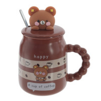 Кружка с крышкой и ложкой, 500 мл, L13 W9 H15,5 см