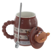 Кружка с крышкой и ложкой, 500 мл, L13 W9 H15,5 см